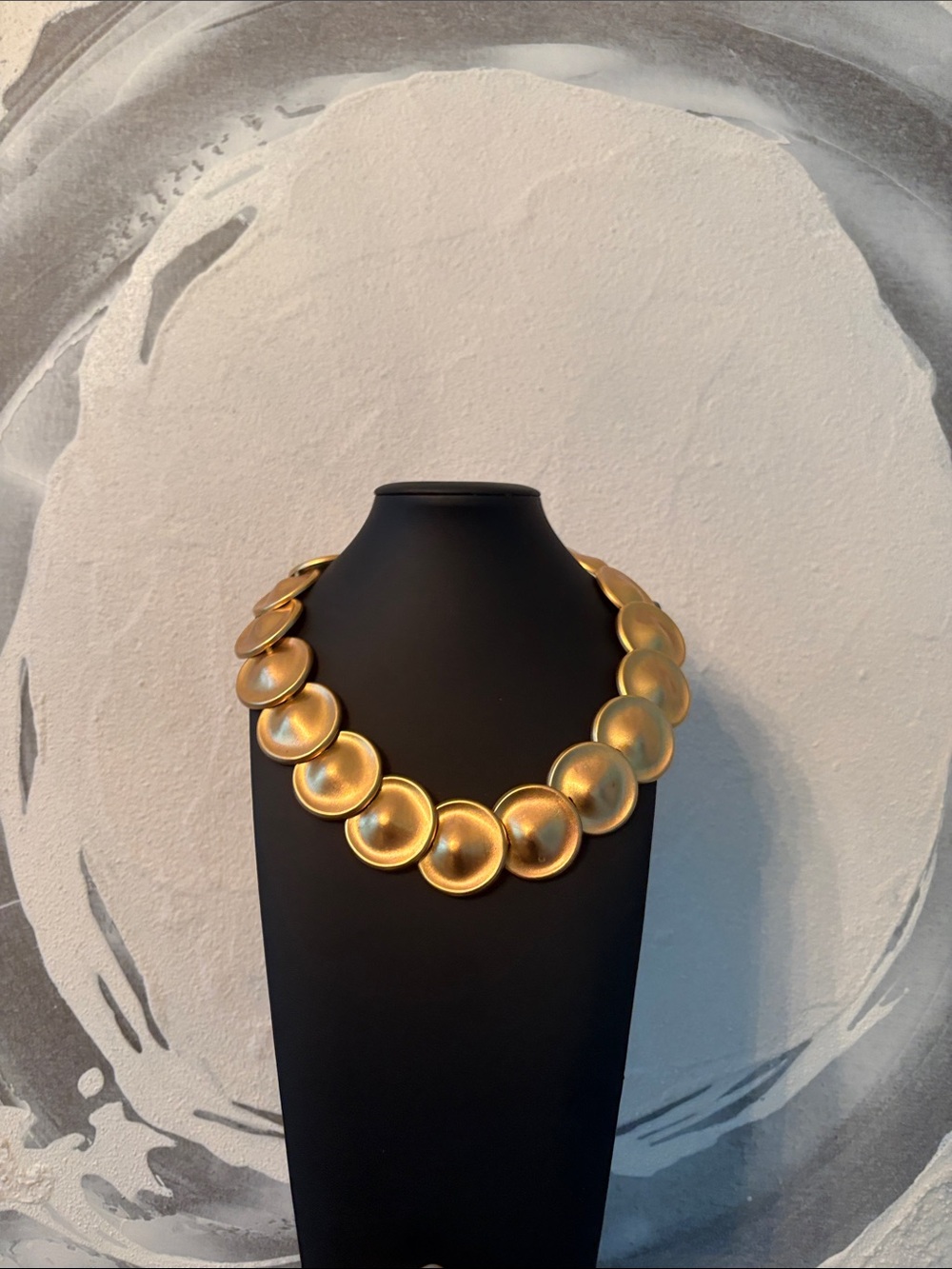 Vintage Heavy Gold Disc Collar Necklace Statement Executive Fashion Jewelry